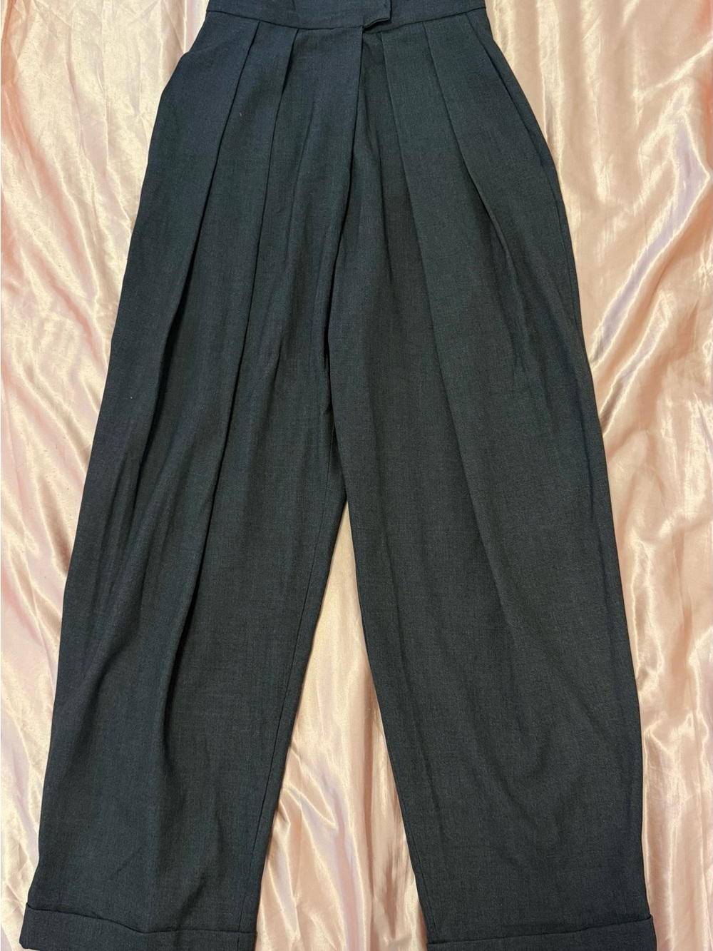 High-Waisted Pleated Trousers (Charcoal Grey) | Adjustable fits